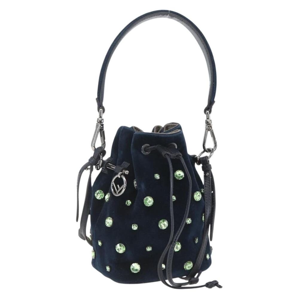 Fendi Montresor Mini Shoulder Bag Velor Navy Blue